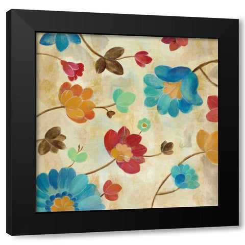 Coral and Teal Garden II Black Modern Wood Framed Art Print with Double Matting by Vassileva, Silvia