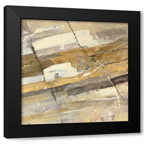 Gold Streak Black Modern Wood Framed Art Print with Double Matting by Hristova, Albena