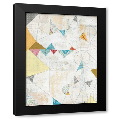 Map Collage Black Modern Wood Framed Art Print with Double Matting by Prahl, Courtney