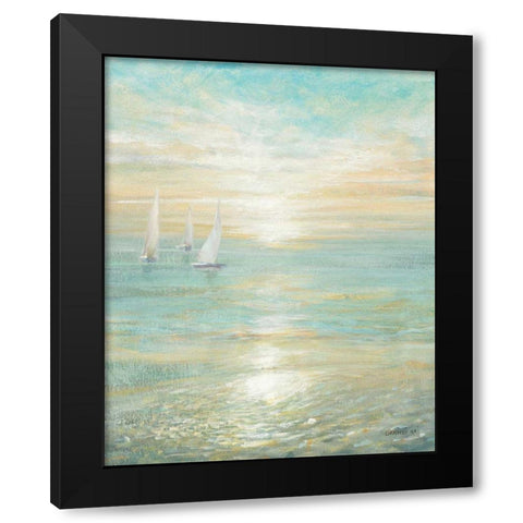 Sunrise Sailboats I Black Modern Wood Framed Art Print by Nai, Danhui
