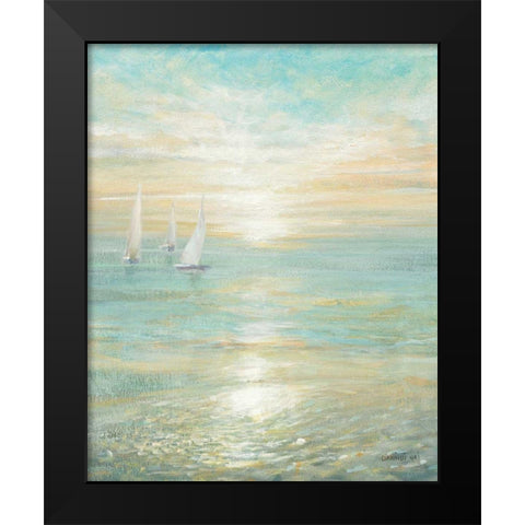 Sunrise Sailboats I Black Modern Wood Framed Art Print by Nai, Danhui