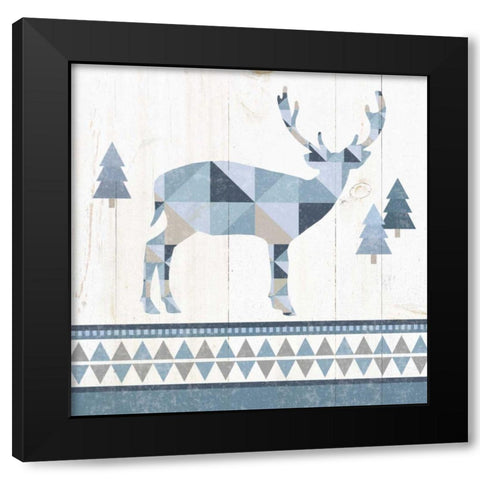 Nordic Geo Lodge Deer I Black Modern Wood Framed Art Print with Double Matting by Wild Apple Portfolio