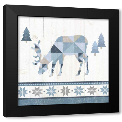 Nordic Geo Lodge Deer II Black Modern Wood Framed Art Print by Wild Apple Portfolio