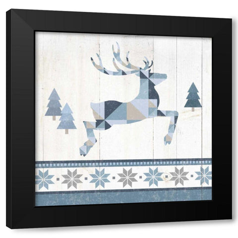 Nordic Geo Lodge Deer III Black Modern Wood Framed Art Print by Wild Apple Portfolio