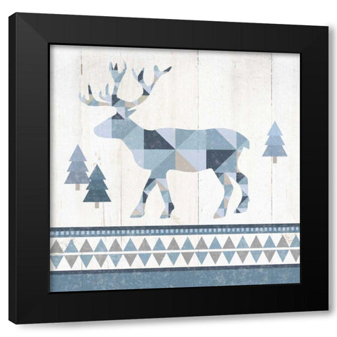 Nordic Geo Lodge Deer IV Black Modern Wood Framed Art Print by Wild Apple Portfolio