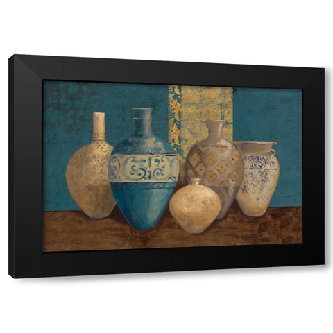 Aegean Vessels on Turquoise Black Modern Wood Framed Art Print with Double Matting by Tillmon, Avery