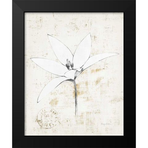 Pencil Floral XII Gold Black Modern Wood Framed Art Print by Tillmon, Avery