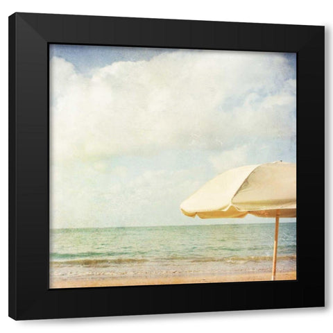 Yellow Umbrella Black Modern Wood Framed Art Print with Double Matting by Studio Brookview