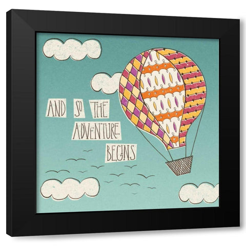 Up Up and Away Adventure Bright Black Modern Wood Framed Art Print by Marshall, Laura