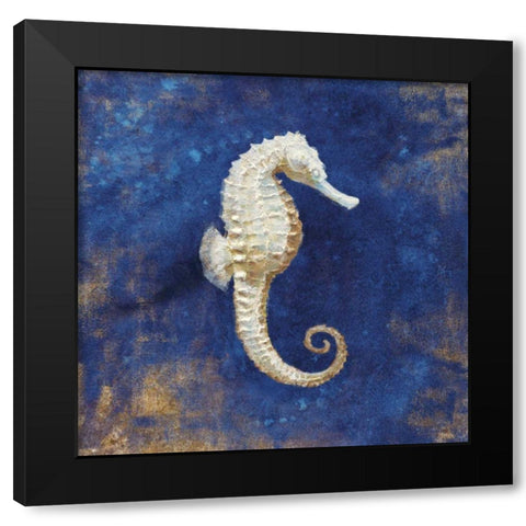 Treasures of the Sea Indigo I Black Modern Wood Framed Art Print with Double Matting by Nai, Danhui