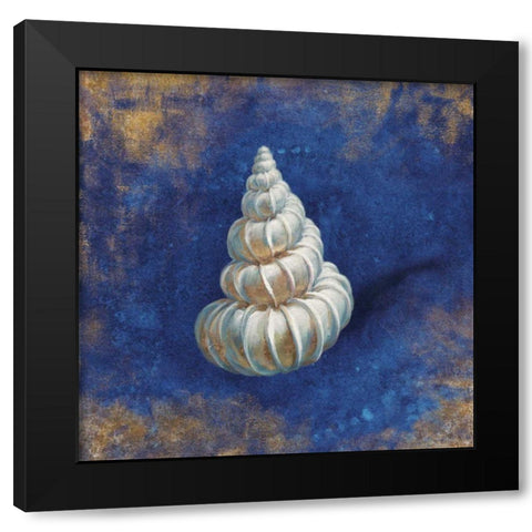 Treasures of the Sea Indigo II Black Modern Wood Framed Art Print with Double Matting by Nai, Danhui