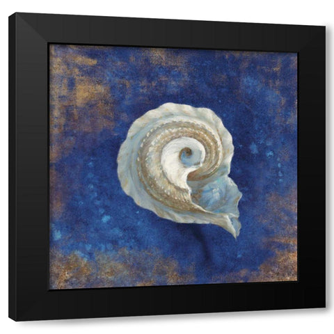 Treasures of the Sea Indigo III Black Modern Wood Framed Art Print with Double Matting by Nai, Danhui