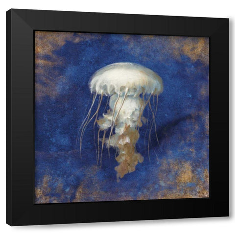 Treasures of the Sea Indigo VI Black Modern Wood Framed Art Print with Double Matting by Nai, Danhui