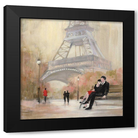 Romantic Paris I Red Jacket Black Modern Wood Framed Art Print with Double Matting by Purinton, Julia