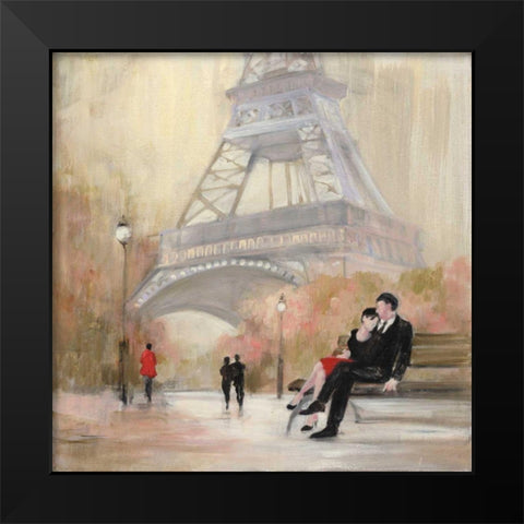 Romantic Paris I Red Jacket Black Modern Wood Framed Art Print by Purinton, Julia