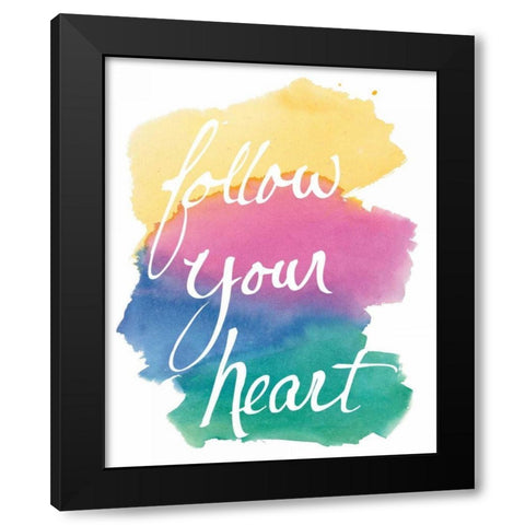 Colorburst II Heart Black Modern Wood Framed Art Print with Double Matting by Schick, Mike