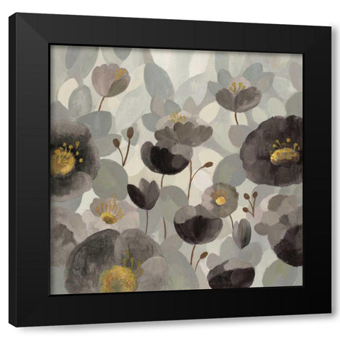 Morning Bloom Greige Black Modern Wood Framed Art Print with Double Matting by Vassileva, Silvia