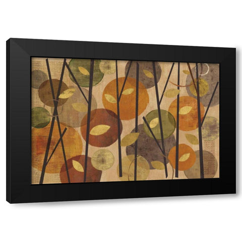 Modern Forest Circles Metallic Black Modern Wood Framed Art Print with Double Matting by Charron, Veronique