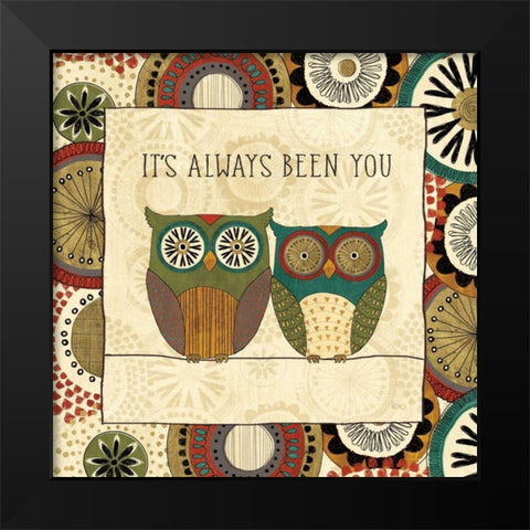 Spice Road Owl IV Black Modern Wood Framed Art Print by Charron, Veronique