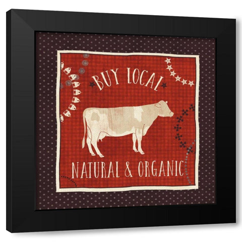 Little Red Farm III Black Modern Wood Framed Art Print with Double Matting by Charron, Veronique