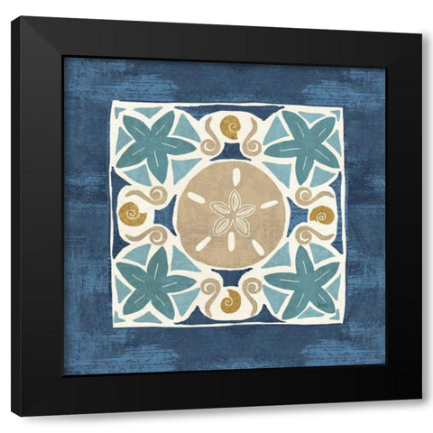 Undersea Blue Tile I Black Modern Wood Framed Art Print with Double Matting by Charron, Veronique
