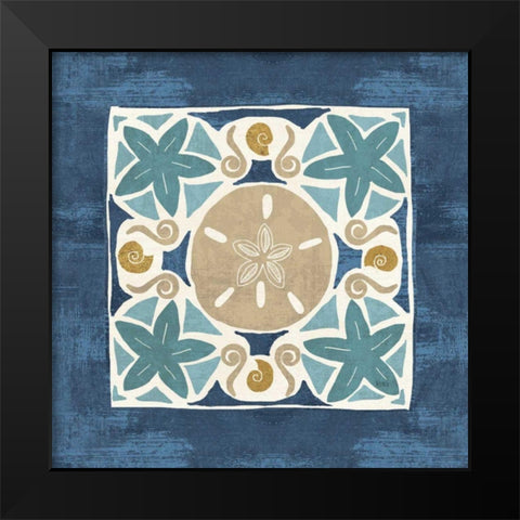 Undersea Blue Tile I Black Modern Wood Framed Art Print by Charron, Veronique