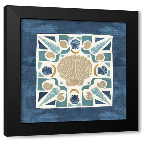 Undersea Blue Tile II Black Modern Wood Framed Art Print by Charron, Veronique