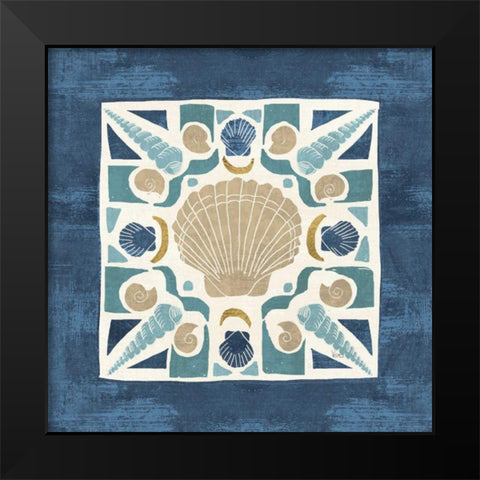 Undersea Blue Tile II Black Modern Wood Framed Art Print by Charron, Veronique