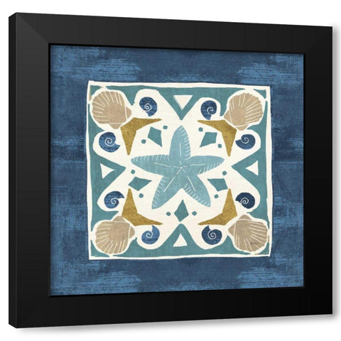 Undersea Blue Tile III Black Modern Wood Framed Art Print by Charron, Veronique