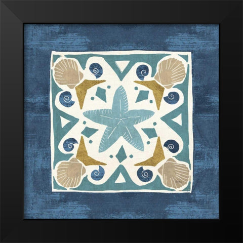 Undersea Blue Tile III Black Modern Wood Framed Art Print by Charron, Veronique