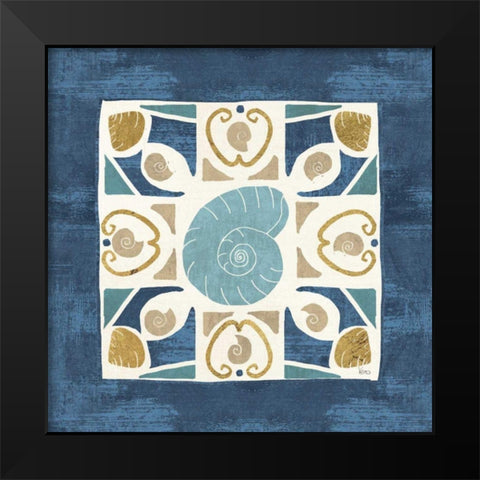 Undersea Blue Tile IV Black Modern Wood Framed Art Print by Charron, Veronique