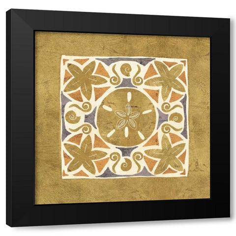 Undersea Gold Tile I Black Modern Wood Framed Art Print with Double Matting by Charron, Veronique