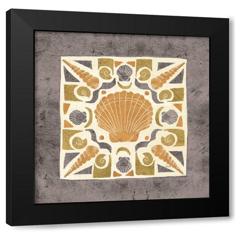Undersea Gold Tile II Black Modern Wood Framed Art Print by Charron, Veronique