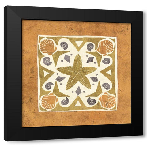 Undersea Gold Tile III Black Modern Wood Framed Art Print with Double Matting by Charron, Veronique