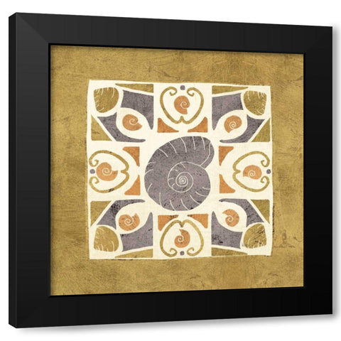 Undersea Gold Tile IV Black Modern Wood Framed Art Print with Double Matting by Charron, Veronique
