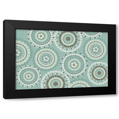 Song Birds V Aqua Black Modern Wood Framed Art Print with Double Matting by Charron, Veronique