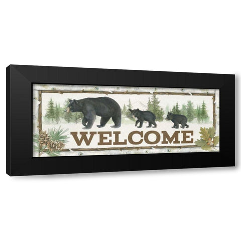 Family Cabin Welcome Black Modern Wood Framed Art Print with Double Matting by Grove, Beth