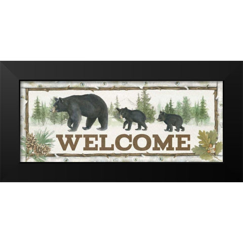 Family Cabin Welcome Black Modern Wood Framed Art Print by Grove, Beth