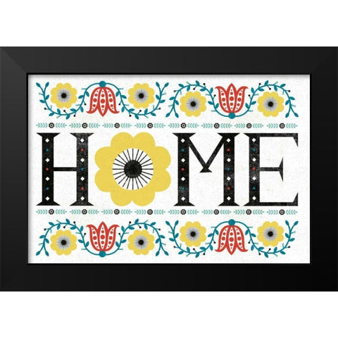 Folk Lodge Home V2 Teal Black Modern Wood Framed Art Print by Mullan, Michael