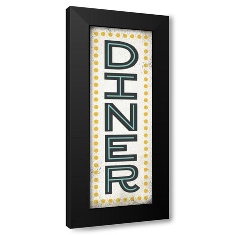 Retro Diner Sign Black Modern Wood Framed Art Print by Mullan, Michael