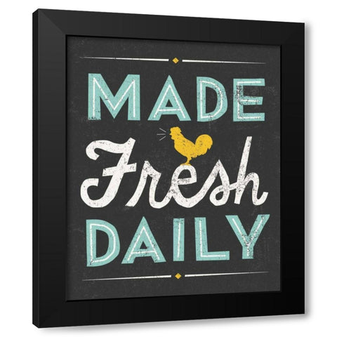 Retro Diner Made Fresh Daily Black Modern Wood Framed Art Print with Double Matting by Mullan, Michael