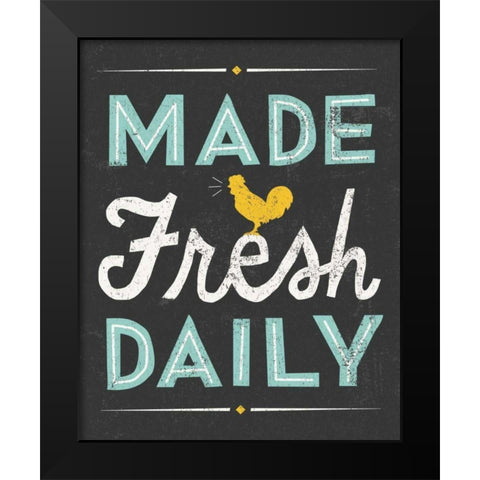 Retro Diner Made Fresh Daily Black Modern Wood Framed Art Print by Mullan, Michael