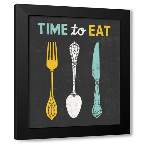 Retro Diner Time to Eat Black Modern Wood Framed Art Print with Double Matting by Mullan, Michael