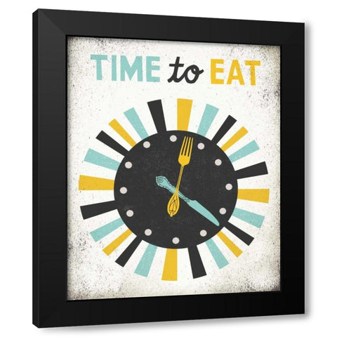 Retro Diner Time to Eat Clock Black Modern Wood Framed Art Print by Mullan, Michael