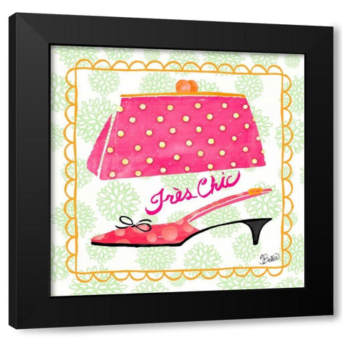 Tres Chic Vintage Fashion Black Modern Wood Framed Art Print with Double Matting by Studio Bella