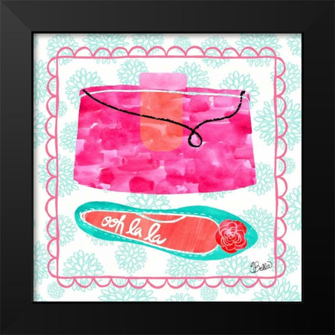 Ooh La La Vintage Fashion Black Modern Wood Framed Art Print by Studio Bella