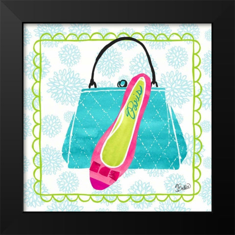 Paris Shoe Vintage Fashion Black Modern Wood Framed Art Print by Studio Bella