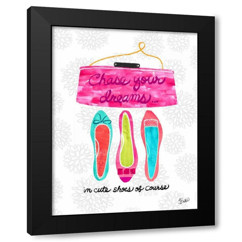 Chase Your Dreams Shoes Black Modern Wood Framed Art Print with Double Matting by Studio Bella