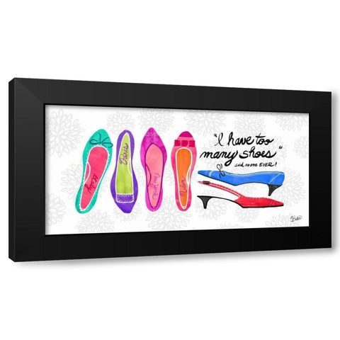 Too Many Shoes Black Modern Wood Framed Art Print by Studio Bella