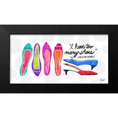 Too Many Shoes Black Modern Wood Framed Art Print by Studio Bella
